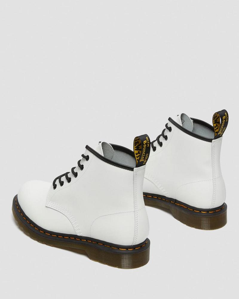 Dr Martens 101 Yellow Stitch Smooth Leren Enkellaars Heren Wit | NL 387HAP